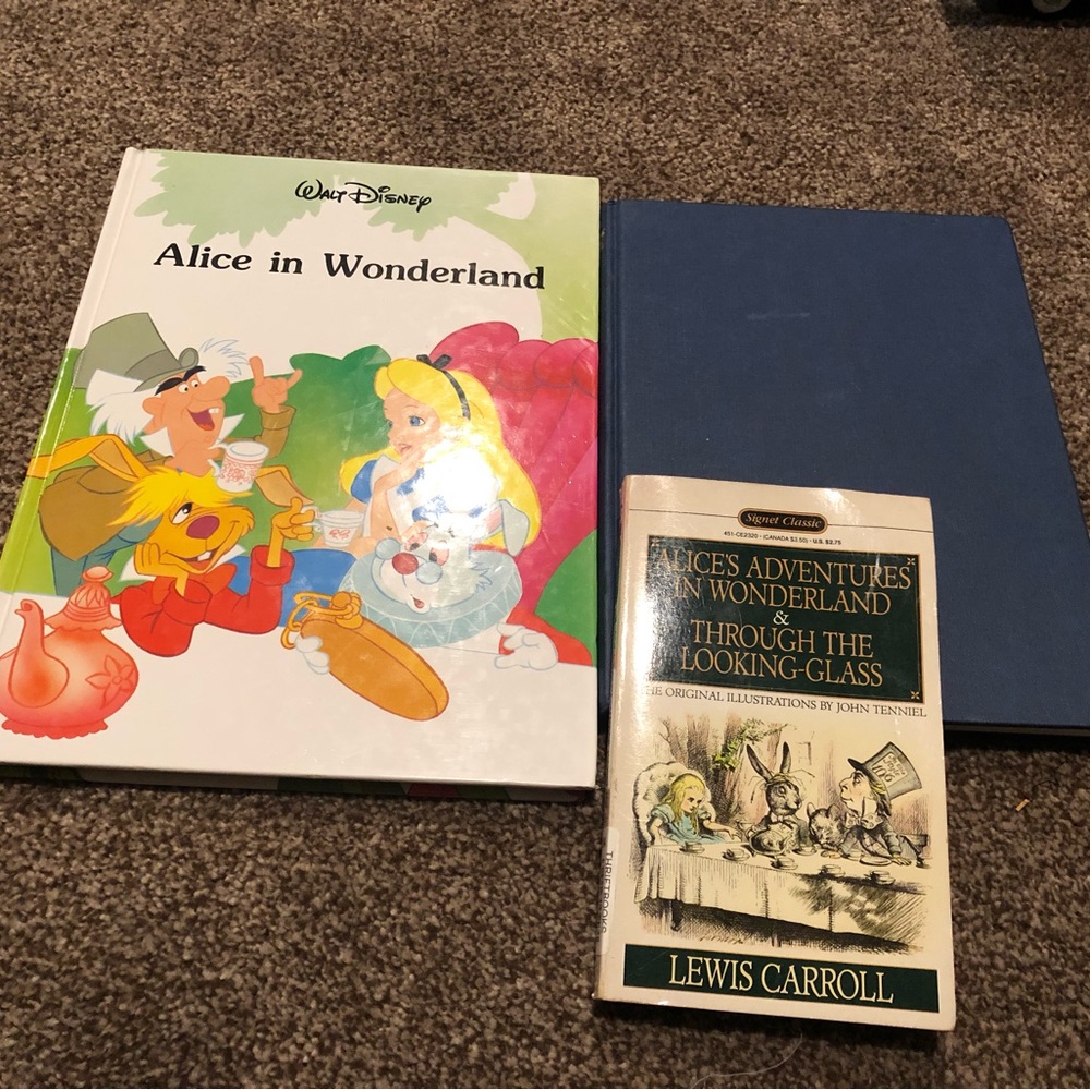 Alice in Wonderland Through Looking Glass Lewis Carroll Disney book bundle lot